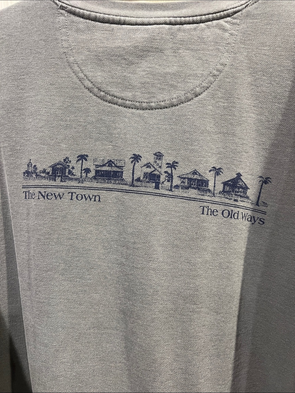 Iconic SEASIDE Men's Crewneck Sweatshirt in Gray with Navy Text - Picture 7 of 9